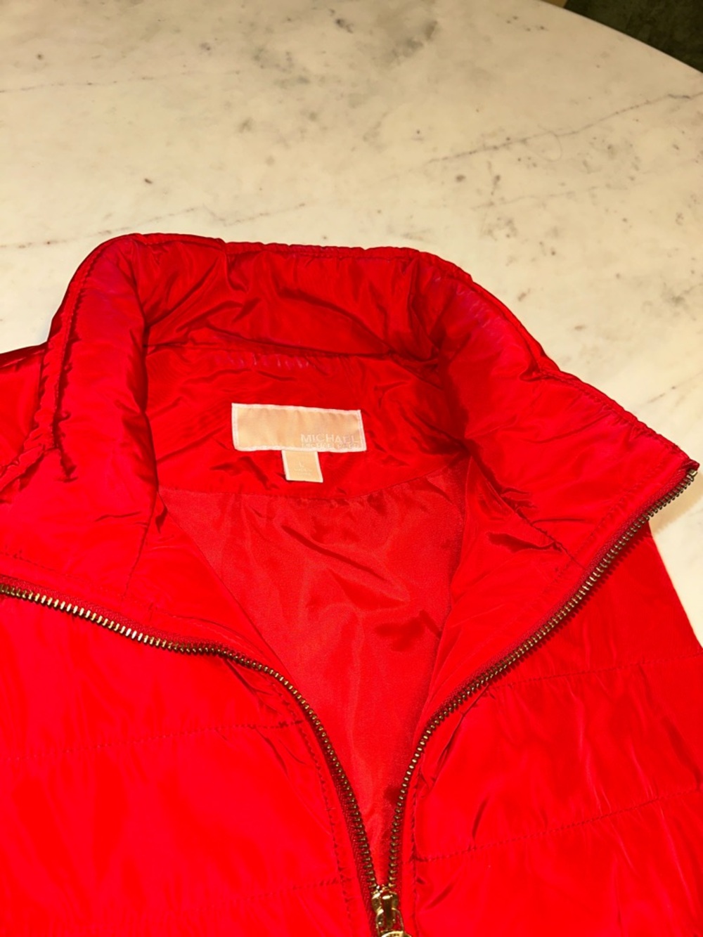 Michael Kors Red Quilted Puffer Vest - Women's Size Large - Picture 3 of 10